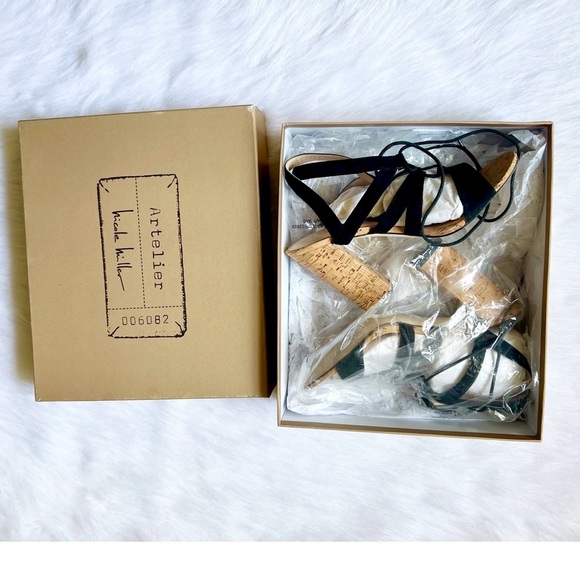 Nicole Miller Artelier Tate Women’s Strappy Block Cork Heels • Lace up • 9 | NEW - Picture 4 of 9